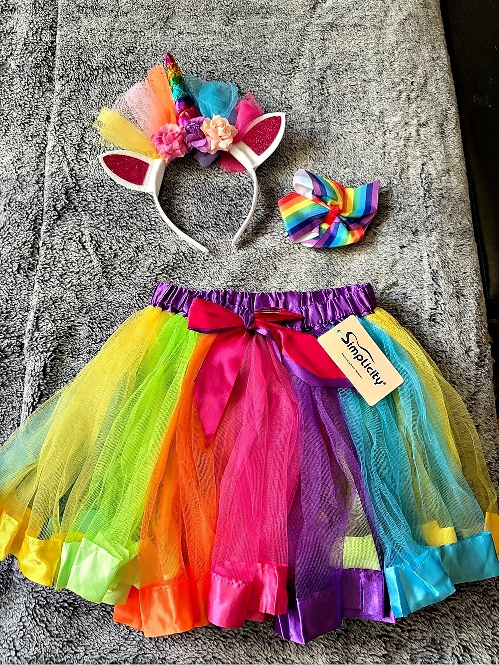 Simplicity Rainbow Unicorn Tutu Costume Set NWT